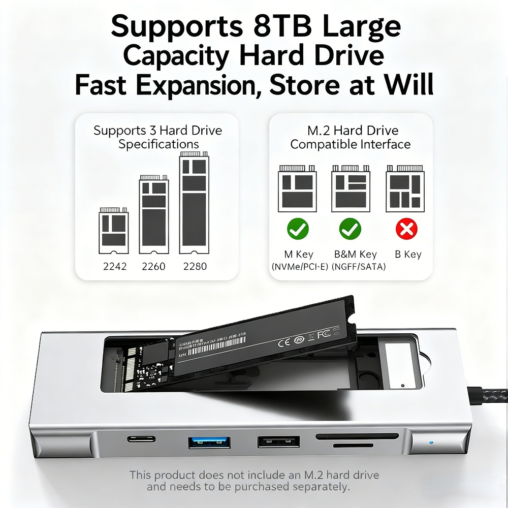 M.2 SSD enclosure docking station Type-C Hub 3.2 with 10G SSD enclosure multi-port expansion dock