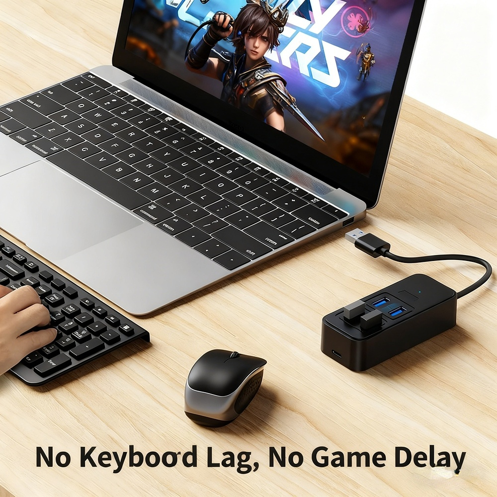 1-to-4 Type-C splitter DC power hub 3.0 for laptops and tablets to connect to USB hub
