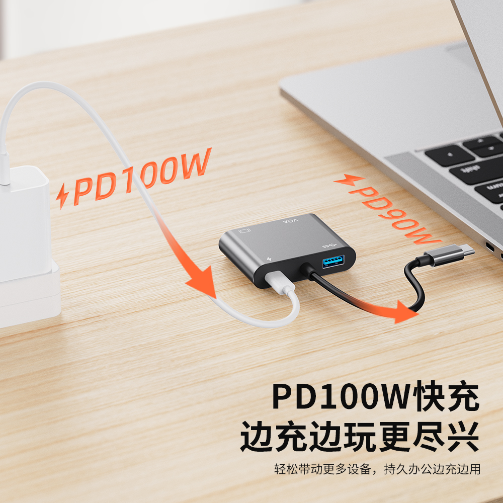 type-c拓展坞转高清4K30Hz网卡USB3.0厂家批发hub3.0转换器
