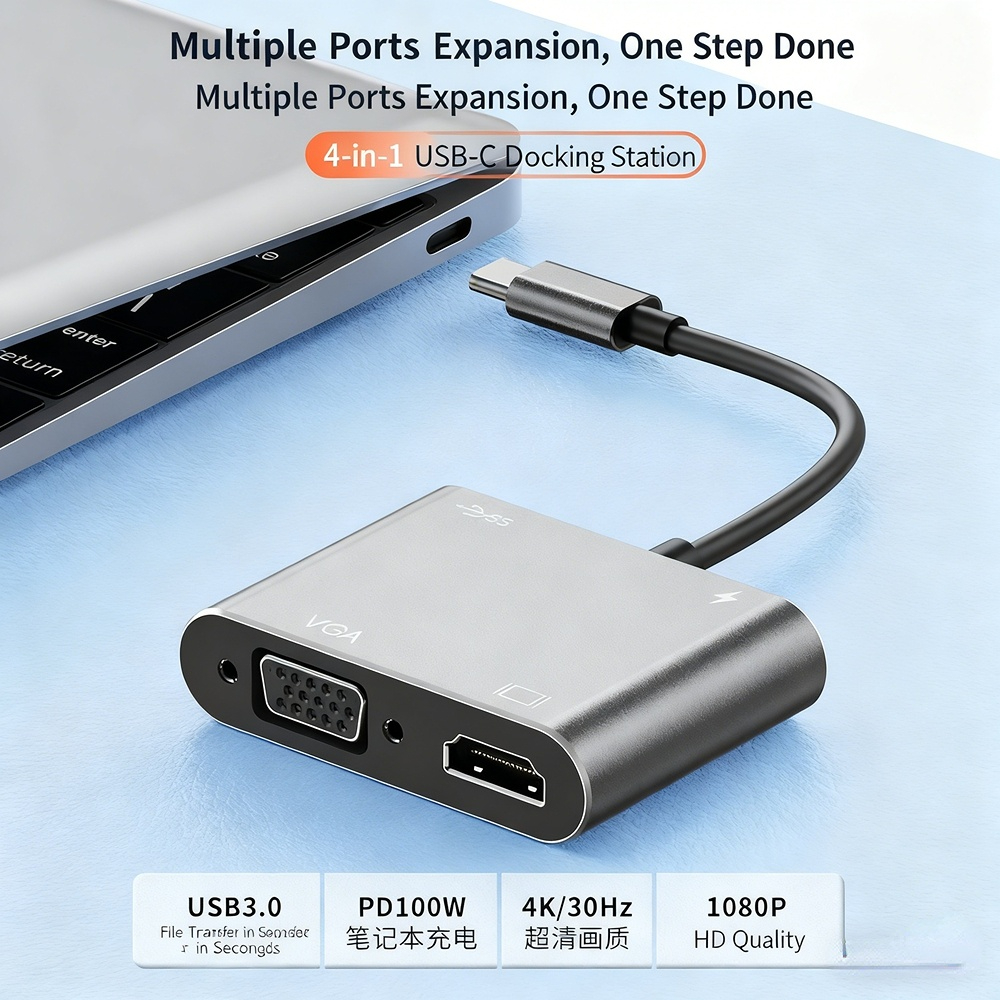 Type-C docking station to HD 4K 30Hz network card USB 3.0 converter - wholesale from manufacturer.