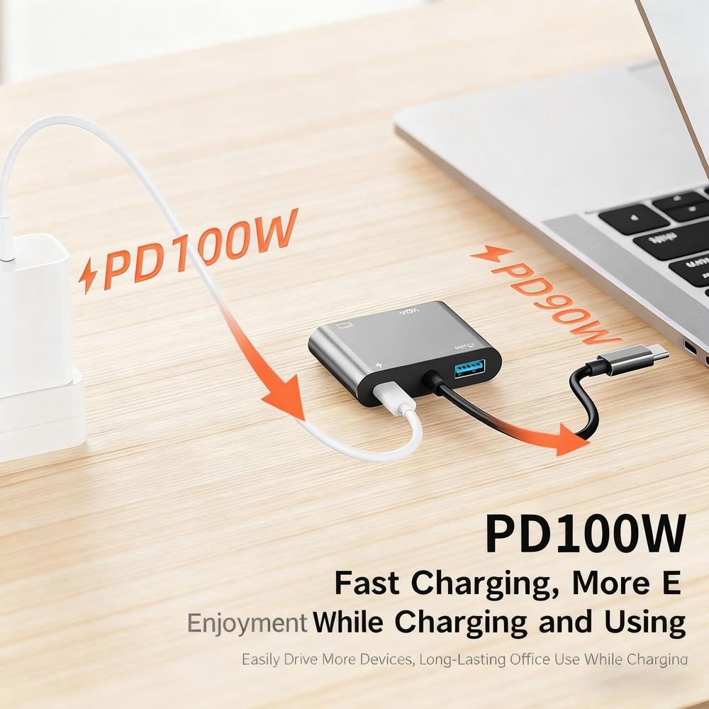 Type-C docking station to HD 4K 30Hz network card USB 3.0 converter - wholesale from manufacturer.