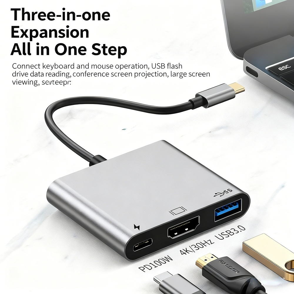 Type-C docking station to HD 4K 30Hz network card USB 3.0 converter - wholesale from manufacturer.