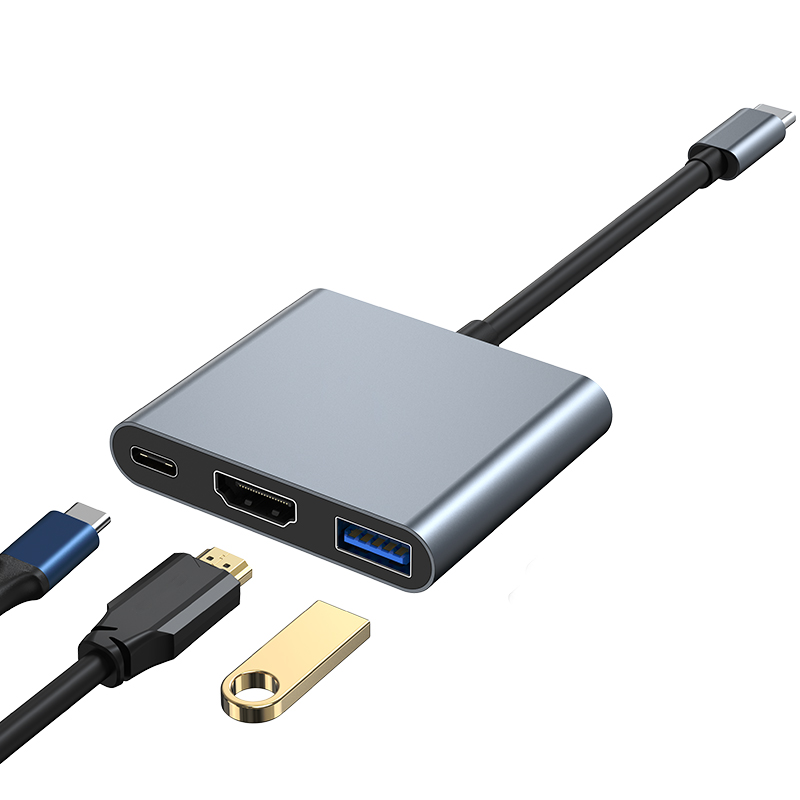 type-c拓展坞转高清4K30Hz网卡USB3.0厂家批发hub3.0转换器