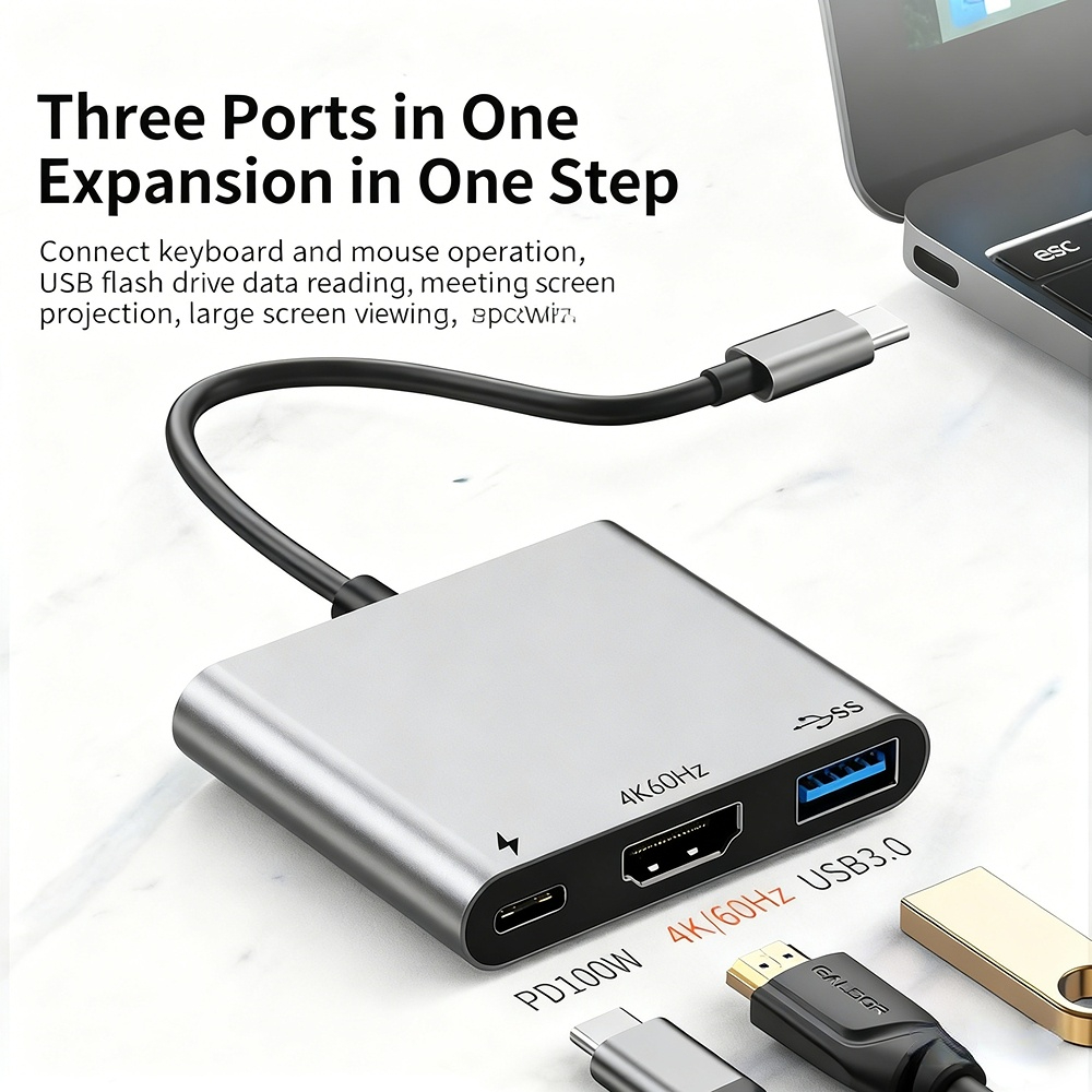 USB docking station Type-C hub 4K 60Hz/120Hz, in stock, OEM logo customizable docking station.