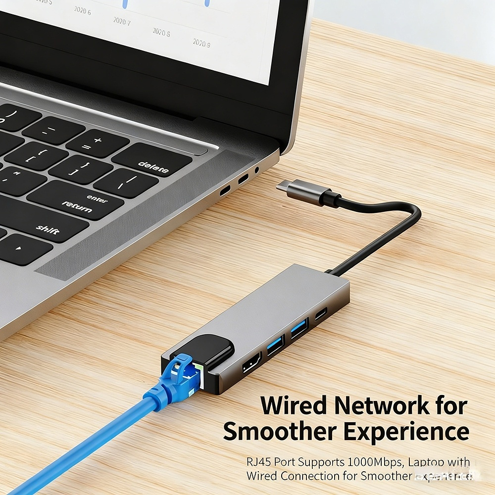 Type-C docking station, USB converter, screen mirroring, network card, laptop 5-in-1 docking station