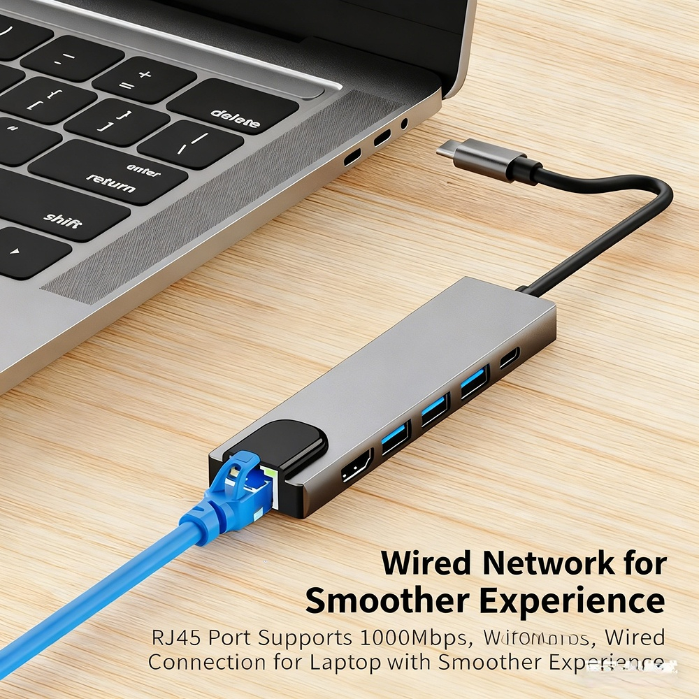Type-C hub 3.0 network port 4K 30Hz/60Hz multi-interface expansion dock manufacturer, in stock, OEM customization available.
