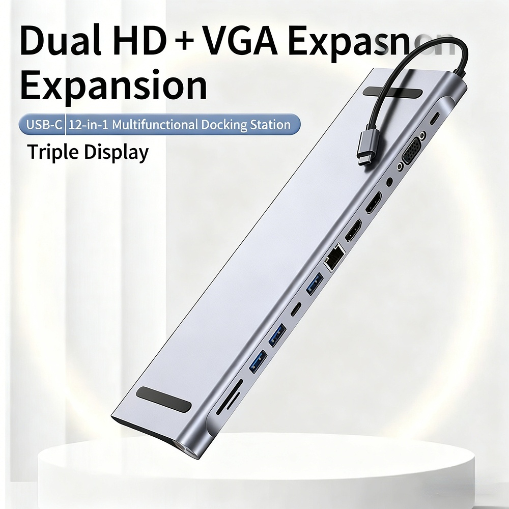 Type-C Expansion Hub 3.0: 12-in-1 Dock for MacBook and Apple Laptops