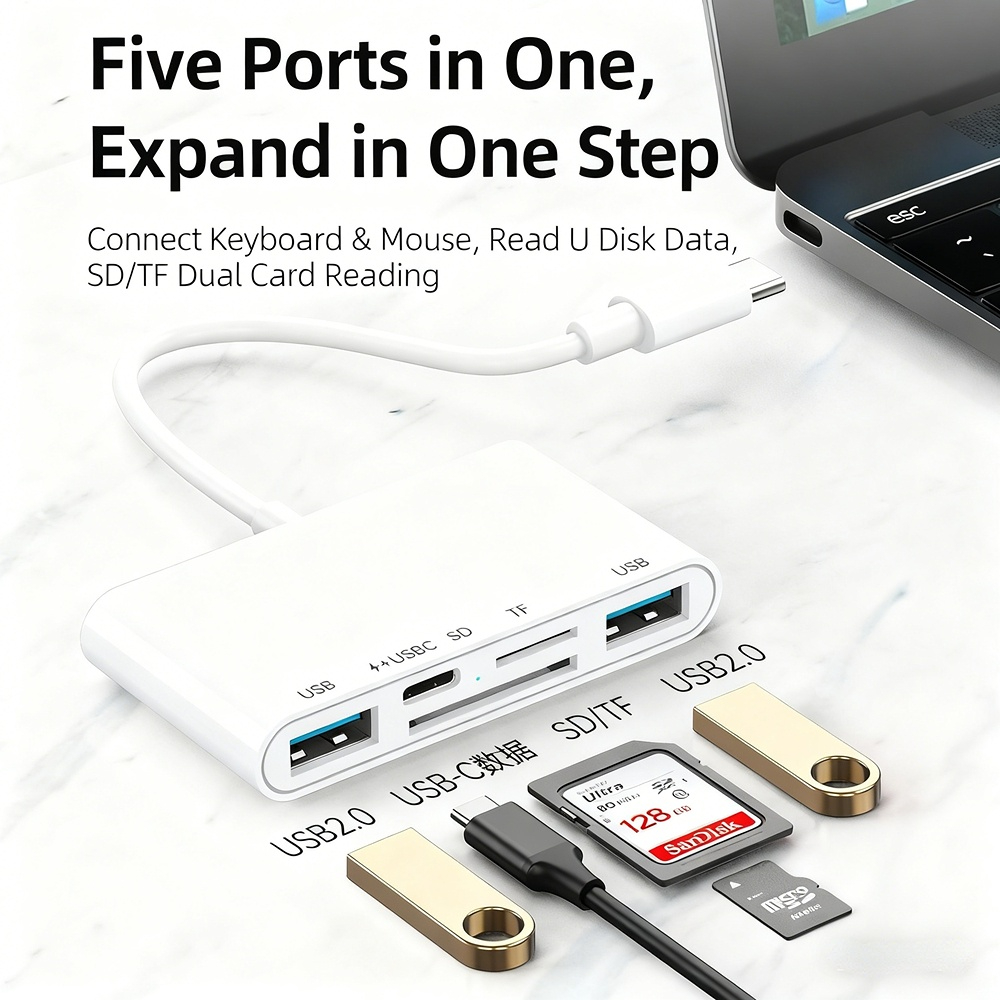 Type-C OTG Multifunctional Adapter: All-in-One Hub for Mobile Phones — PD Fast Charging, Data Conversion, and Card Reader