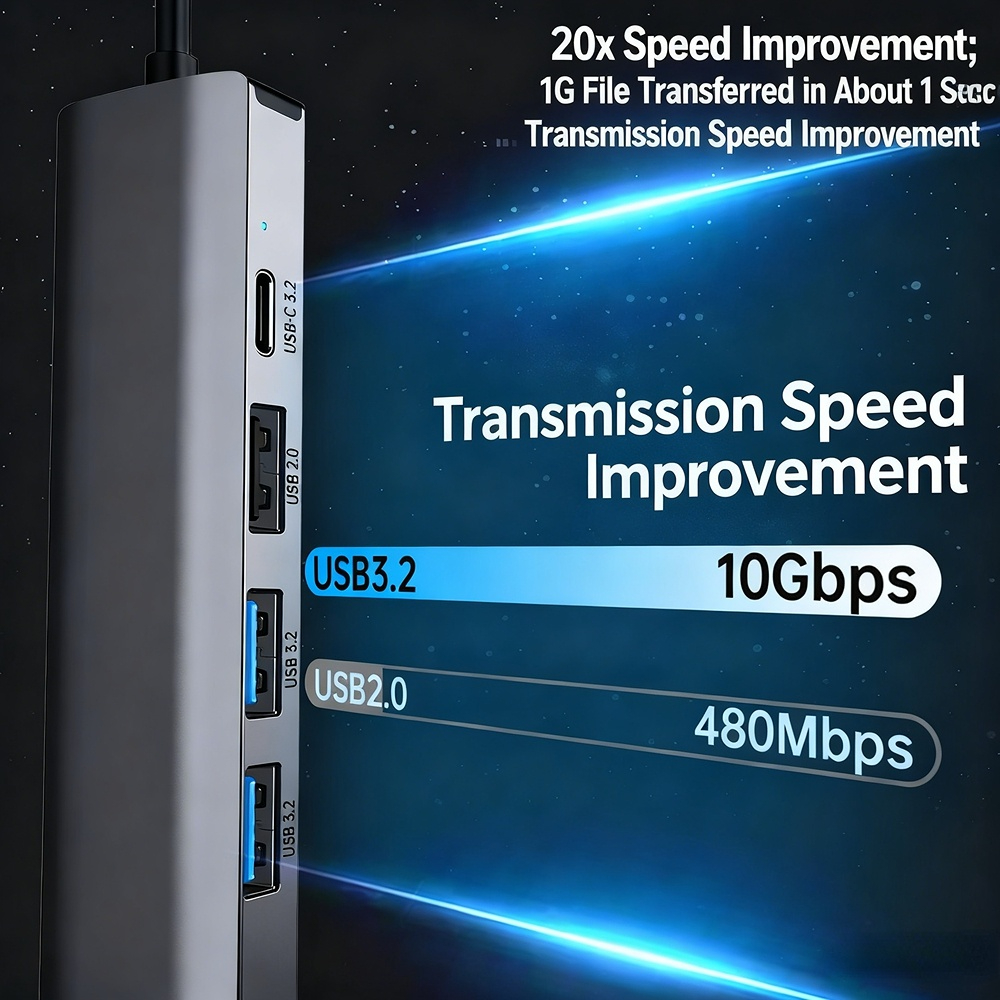 Type-C & USB 2-in-1 Gigabit Wired Network Adapter — External 2.5Gbps Ethernet Adapter for Laptops and Tablets