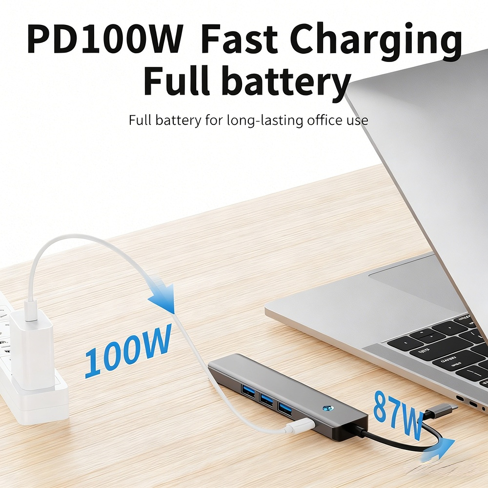 TYPE-C docking station 3.2 4K 60Hz, one-click screen-off, 7-in-1 laptop docking station with multiple interfaces