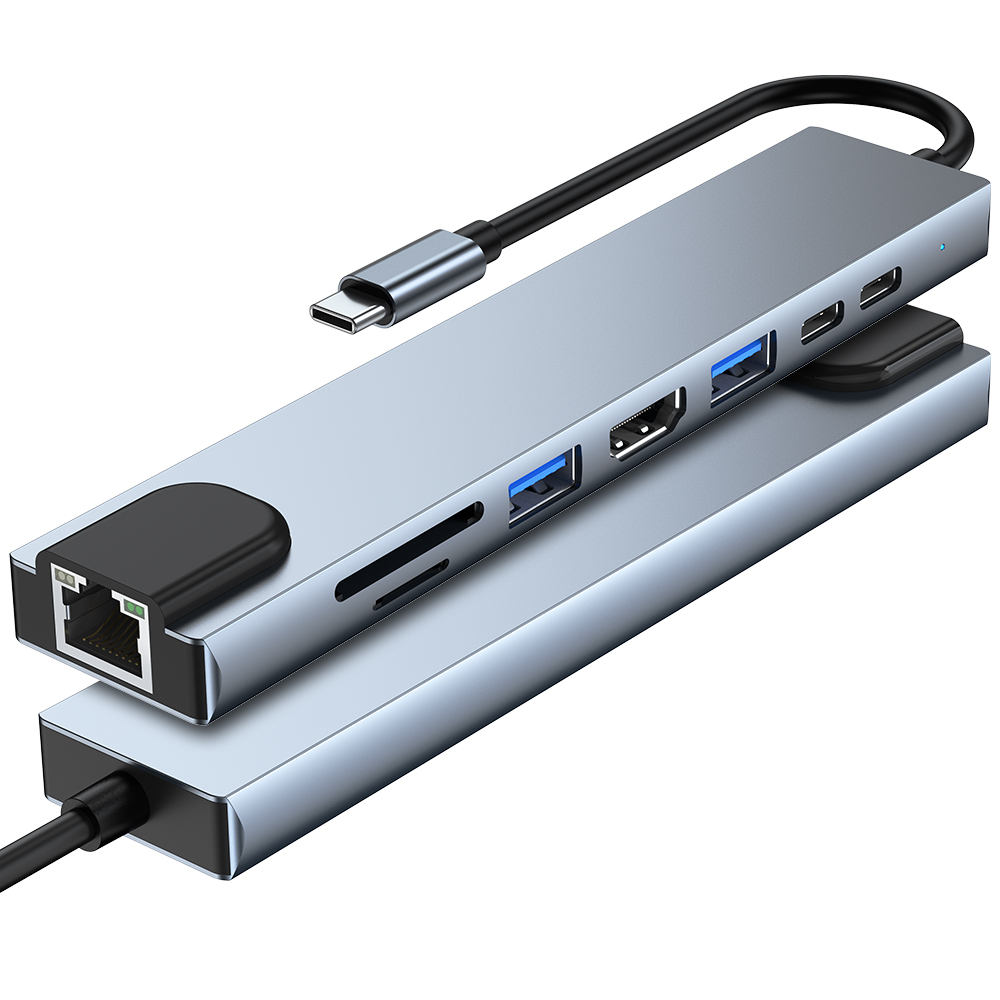 New Type-C docking station, USB converter, screen mirroring, network card, laptop 8-in-1 docking station