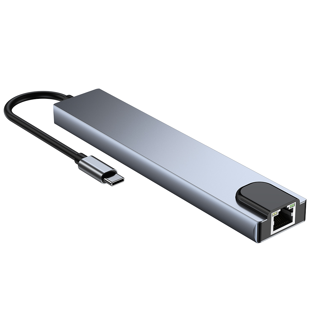 New Type-C docking station, USB converter, screen mirroring, network card, laptop 8-in-1 docking station