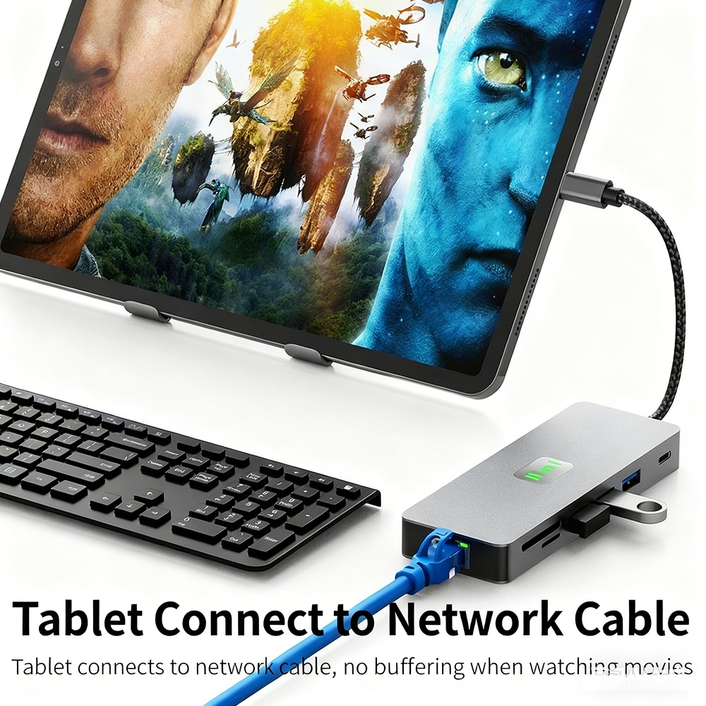 Type-C hub 3.0 network port 4K 30Hz/60Hz multi-interface expansion dock manufacturer, in stock, OEM customization available.