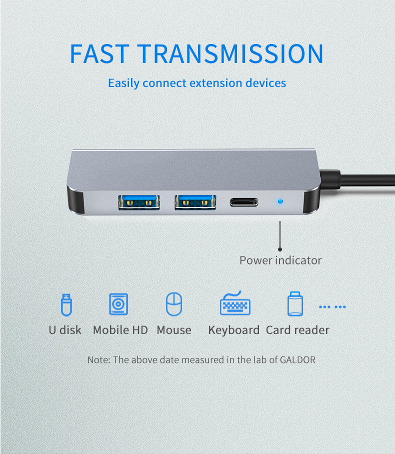 The 3.0 hub is a multi-port docking station compatible with Huawei and Apple computers using Type-C technology.