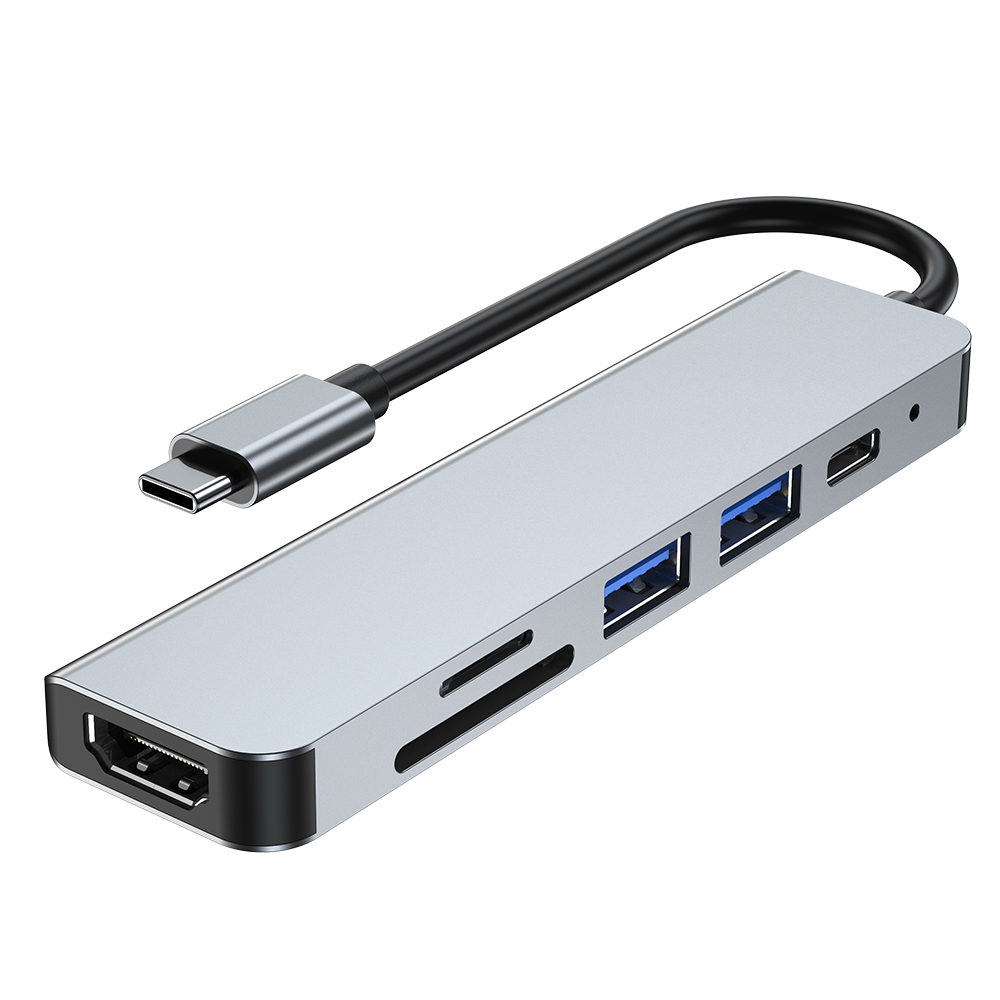 6-in-1 USB-C Hub 3.0 docking station for MacBook laptops.