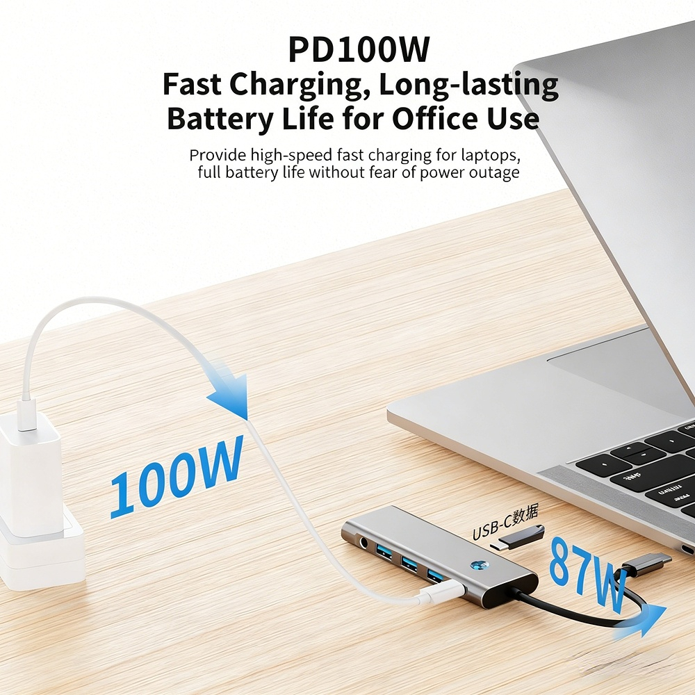 USB docking station Type-C 4K 60Hz screen mirroring with one-click screen off. Factory OEM customization available. 48-hour delivery.