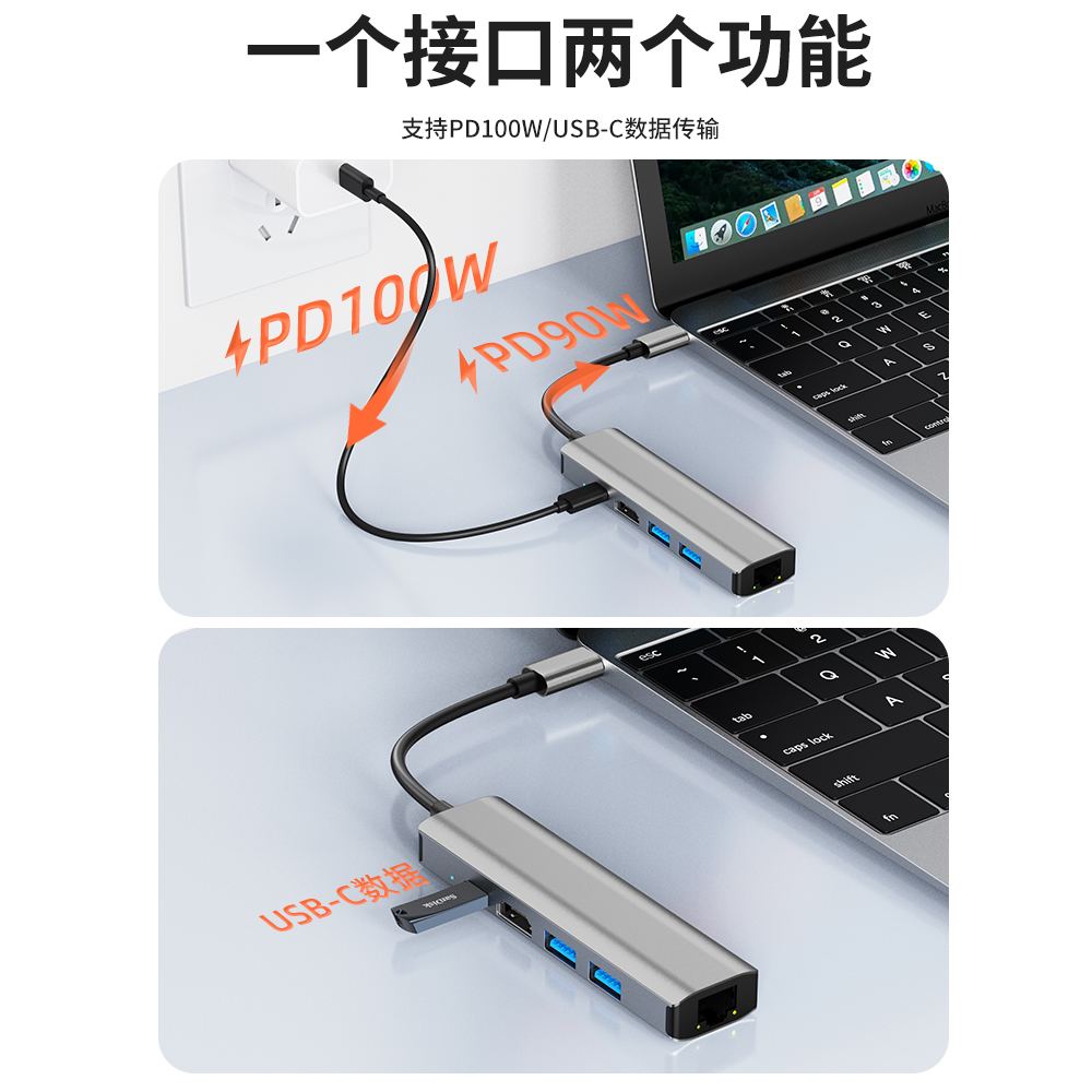 拓展网口3.0转换器rj45有线网卡typec转电脑网线usb百兆网卡