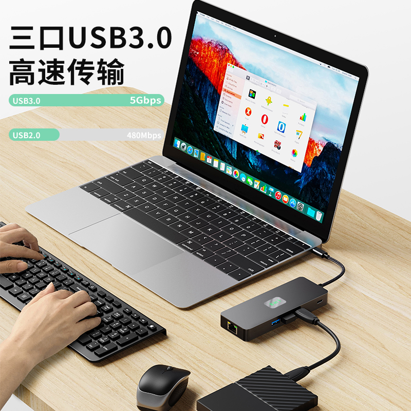 高清4K60h同屏9合一usb3.0 网口sd tf现货48小发type-c扩展坞