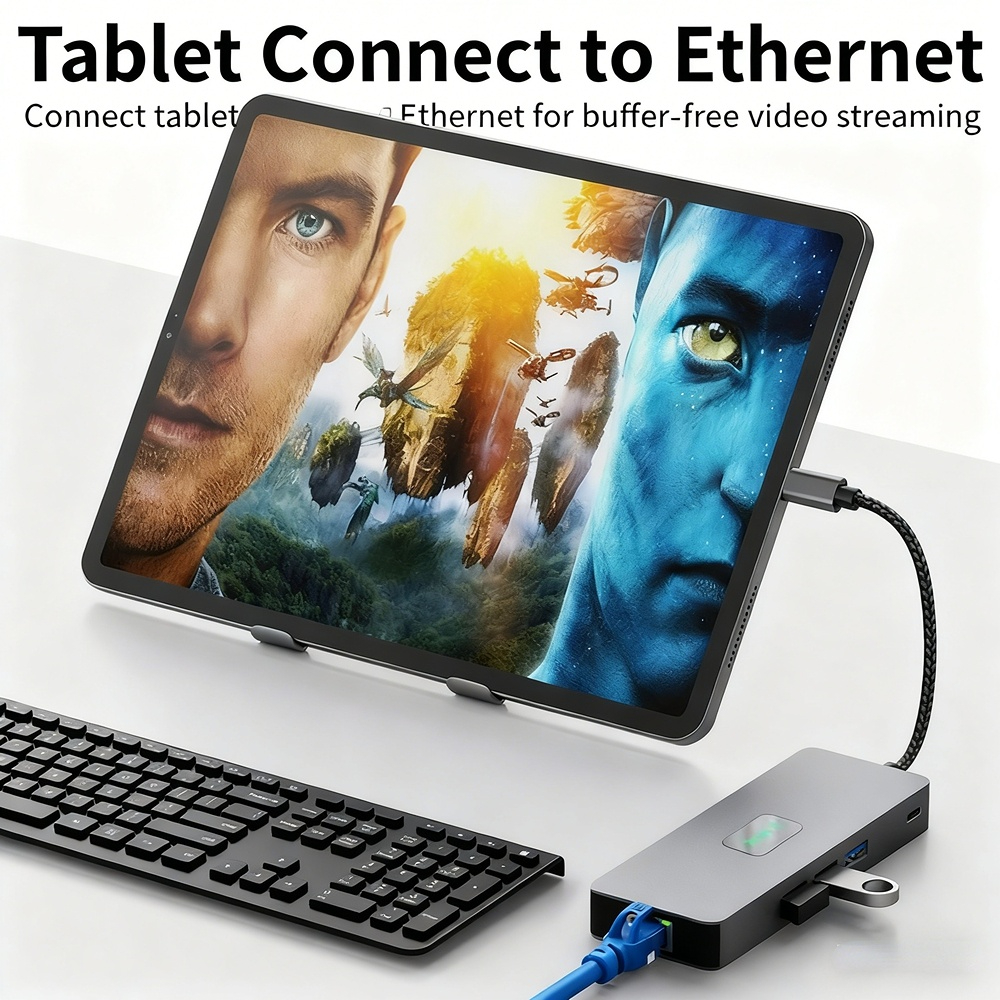 High-definition 4K 60Hz screen mirroring, 9-in-1 USB 3.0 Ethernet port, SD/TF card slot, 48-inch small size, Type-C expansion dock.