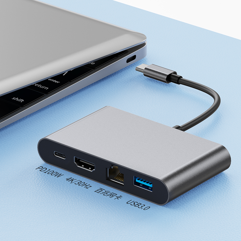type-c拓展坞转高清4K30Hz网卡USB3.0厂家批发hub3.0转换器