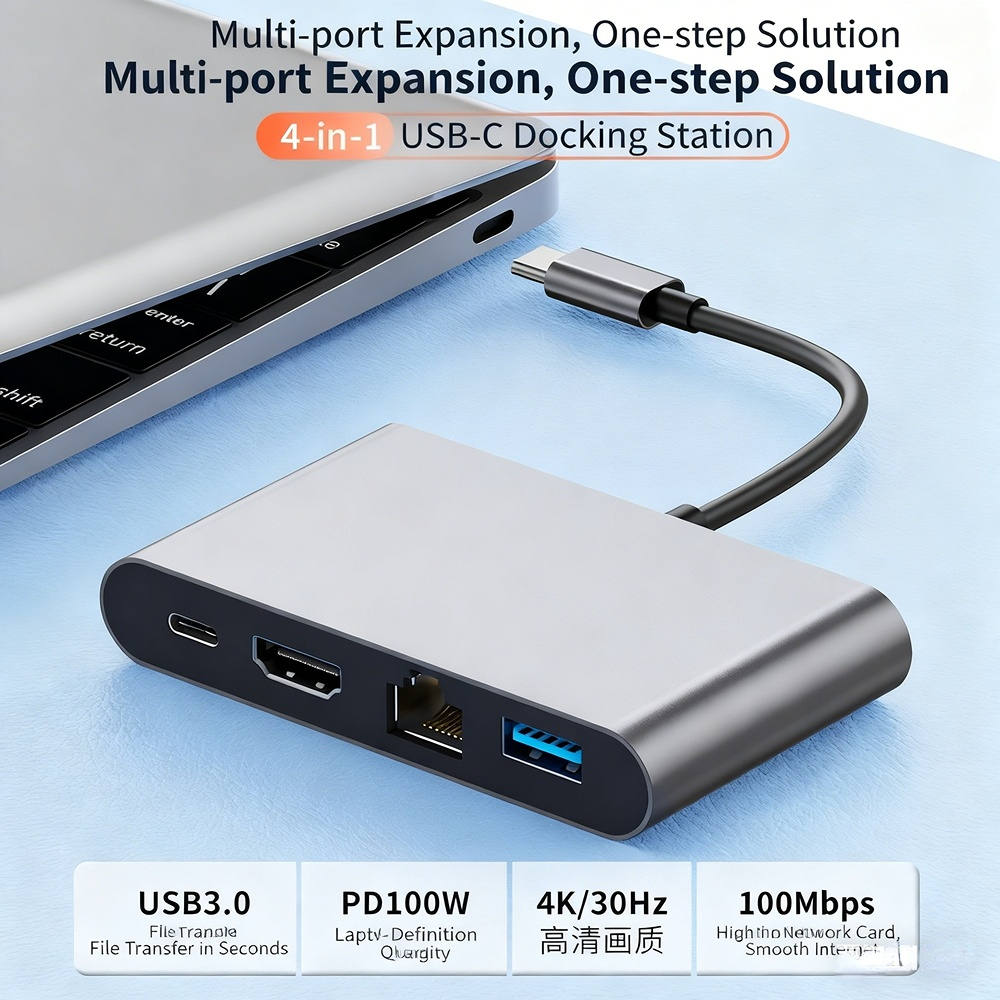 Type-C docking station to HD 4K 30Hz network card USB 3.0 converter - wholesale from manufacturer.