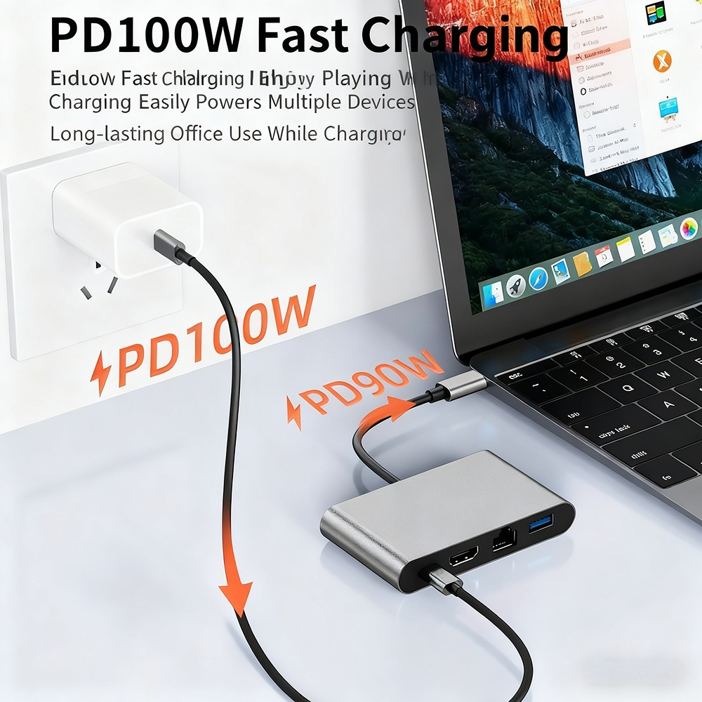 Type-C docking station to HD 4K 30Hz network card USB 3.0 converter - wholesale from manufacturer.