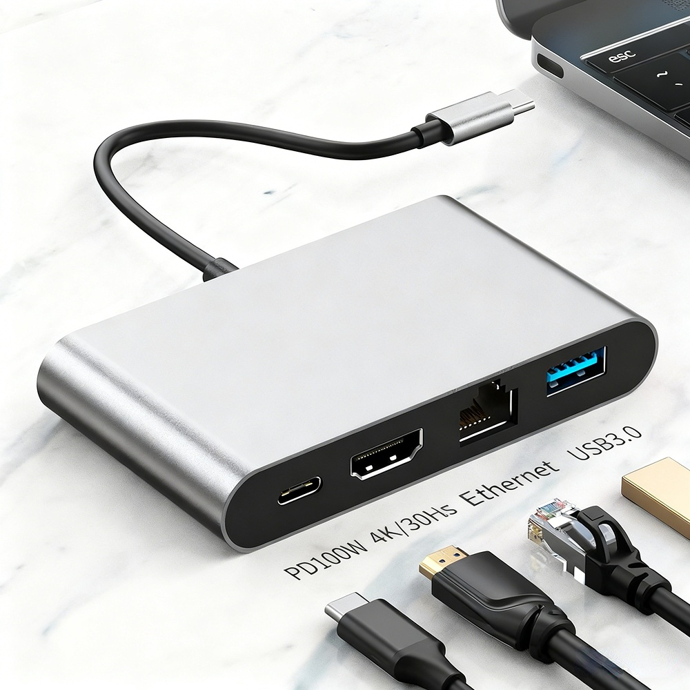 Type-C docking station to HD 4K 30Hz network card USB 3.0 converter - wholesale from manufacturer.