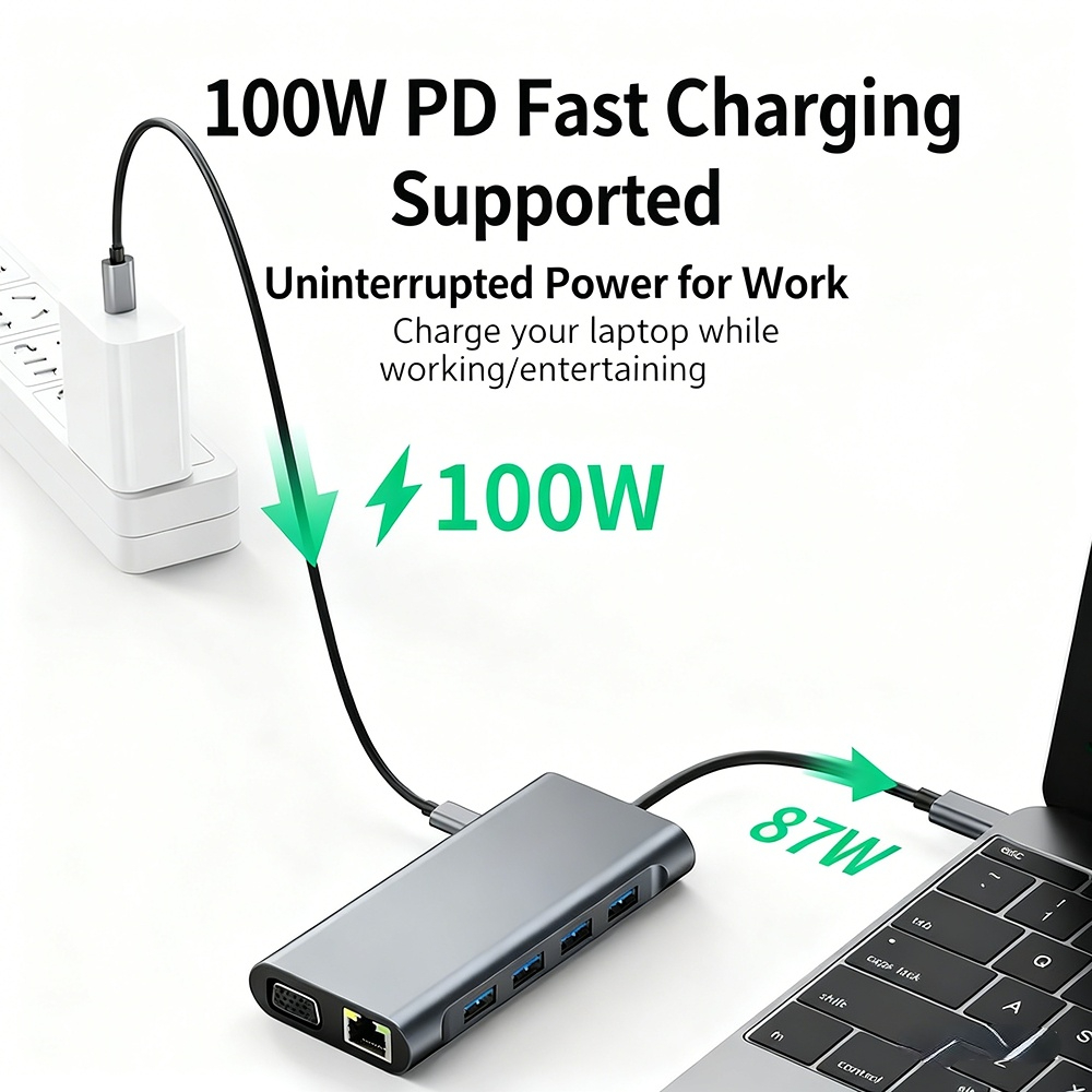 Factory-customized 11-in-1 docking station with USB 3.0 network card for Apple laptops.
