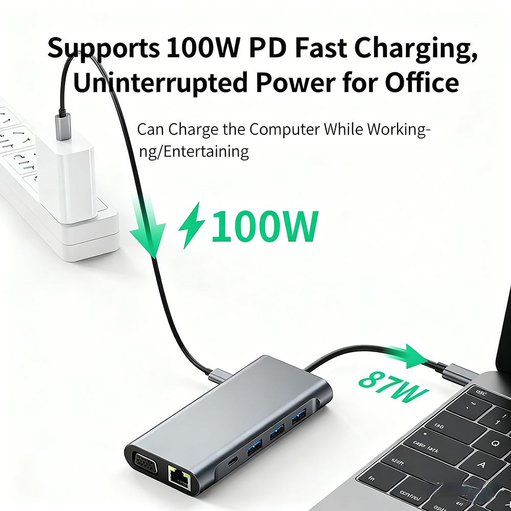 Type-C expansion adapter compatible with Huawei laptops, Apple MacBook Pro computers, and USB converters.
