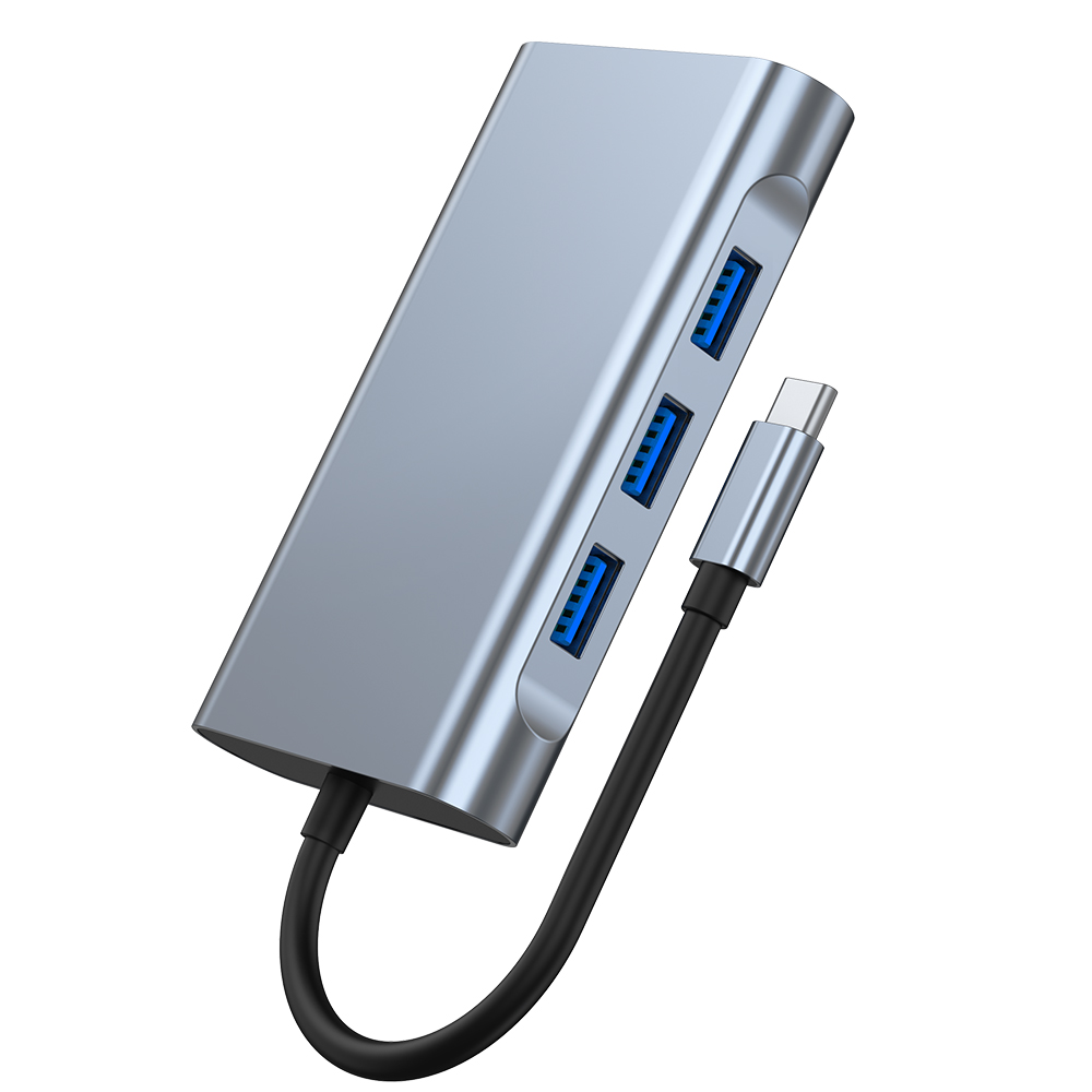 7-in-1 USB Hub for Laptops, Compatible with Apple MacBook Type-C Dock, Multiple Interfaces