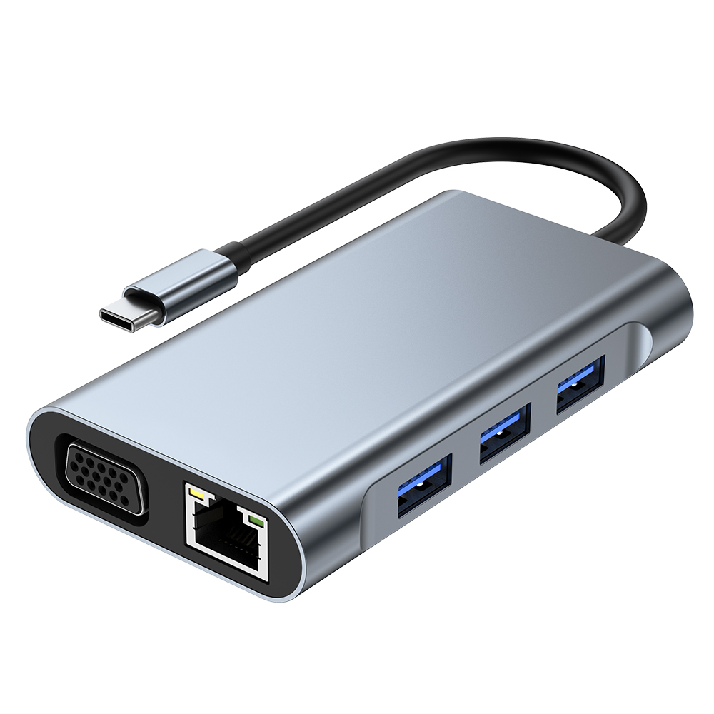 7-in-1 USB Hub for Laptops, Compatible with Apple MacBook Type-C Dock, Multiple Interfaces