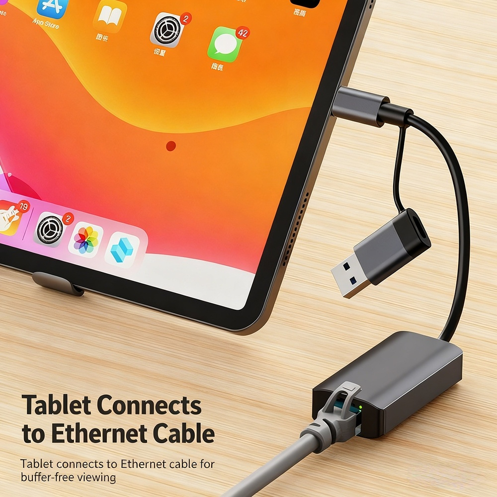 USB to Ethernet to Type-C adapter, RJ45 compatible with mobile phones, routers, and Nintendo Switch gigabit network cards.