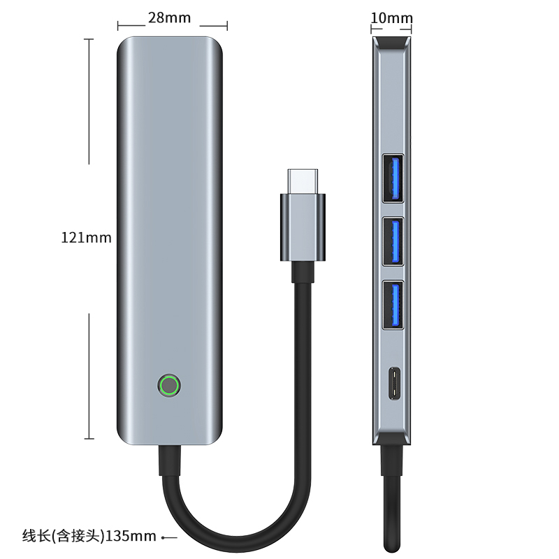 Type-C拓展坞HUB一键息屏usb3.2 10G Gen2 4K60hz工厂oem定制