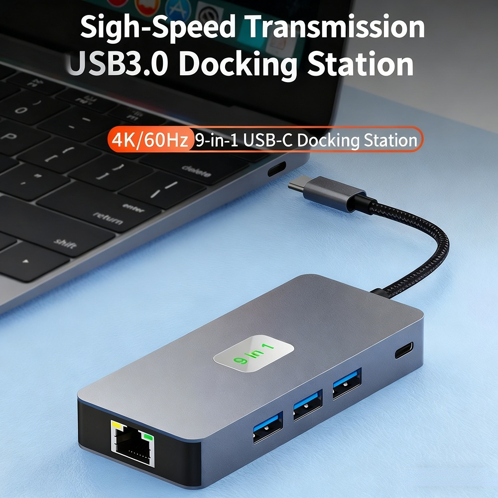 High-definition 4K 60Hz screen mirroring, 9-in-1 USB 3.0 Ethernet port, SD/TF card slot, 48-inch small size, Type-C expansion dock.