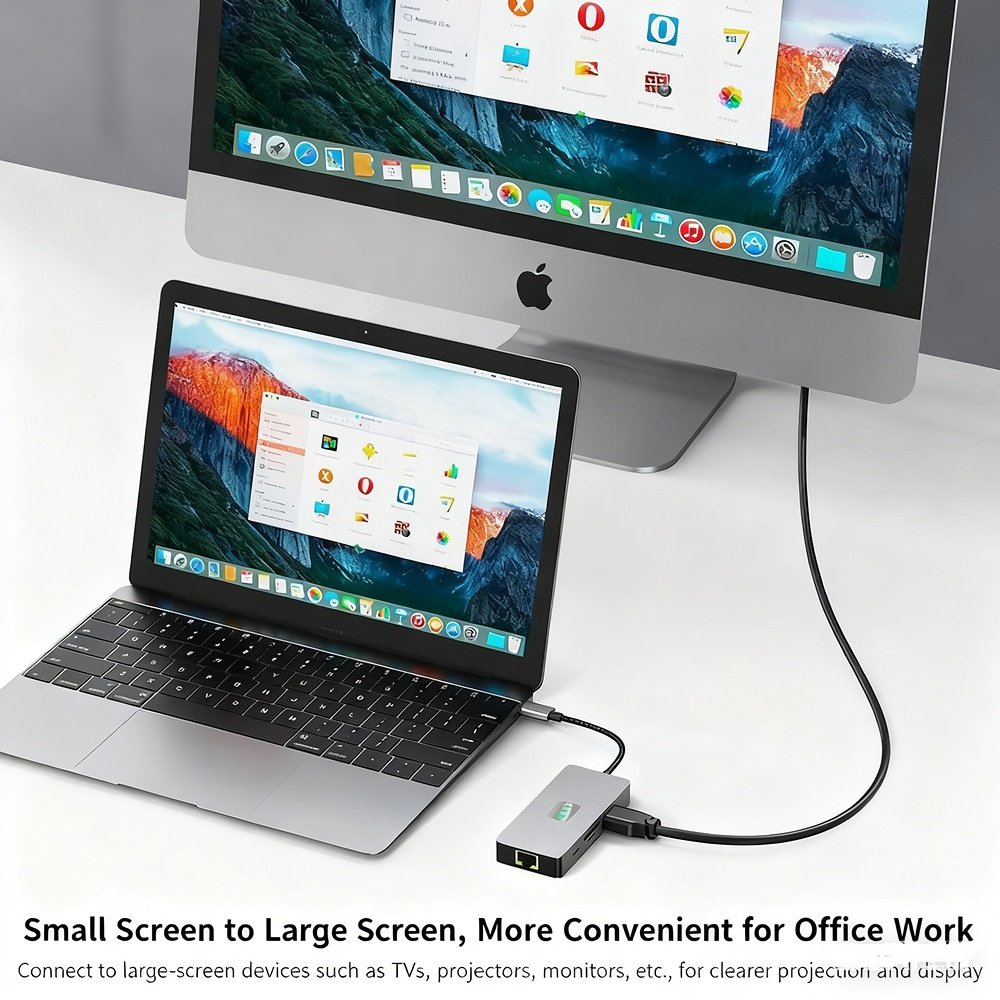 High-definition 4K 60Hz screen mirroring, 9-in-1 USB 3.0 Ethernet port, SD/TF card slot, 48-inch small size, Type-C expansion dock.
