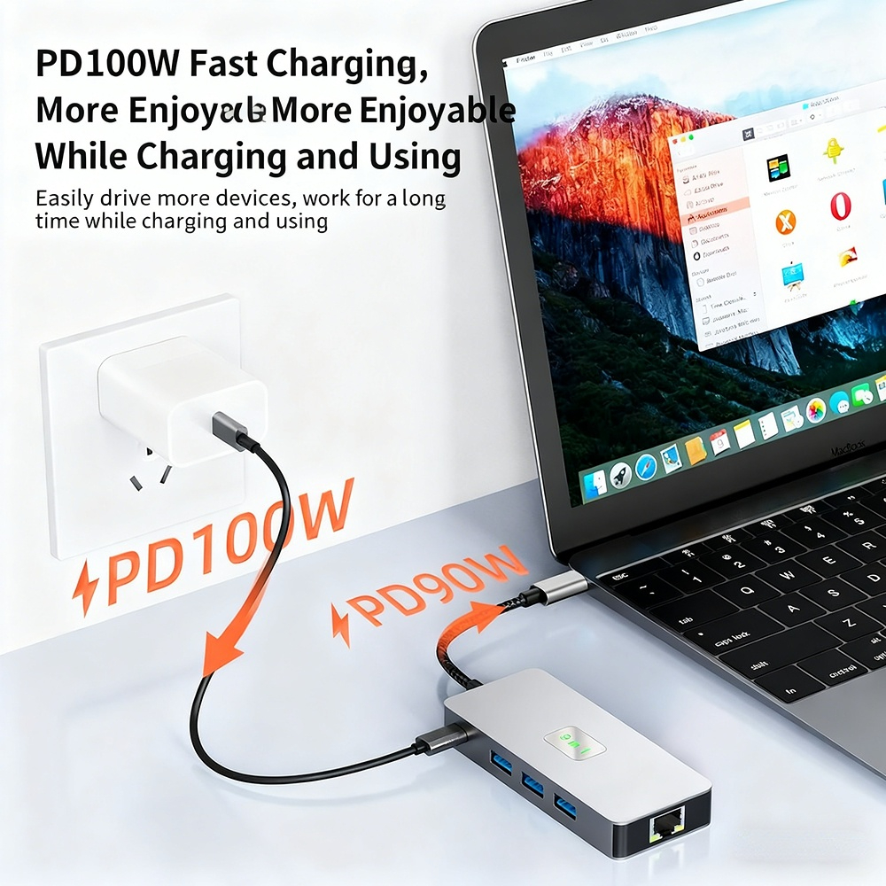 High-definition 4K 60Hz screen mirroring, 9-in-1 USB 3.0 Ethernet port, SD/TF card slot, 48-inch small size, Type-C expansion dock.
