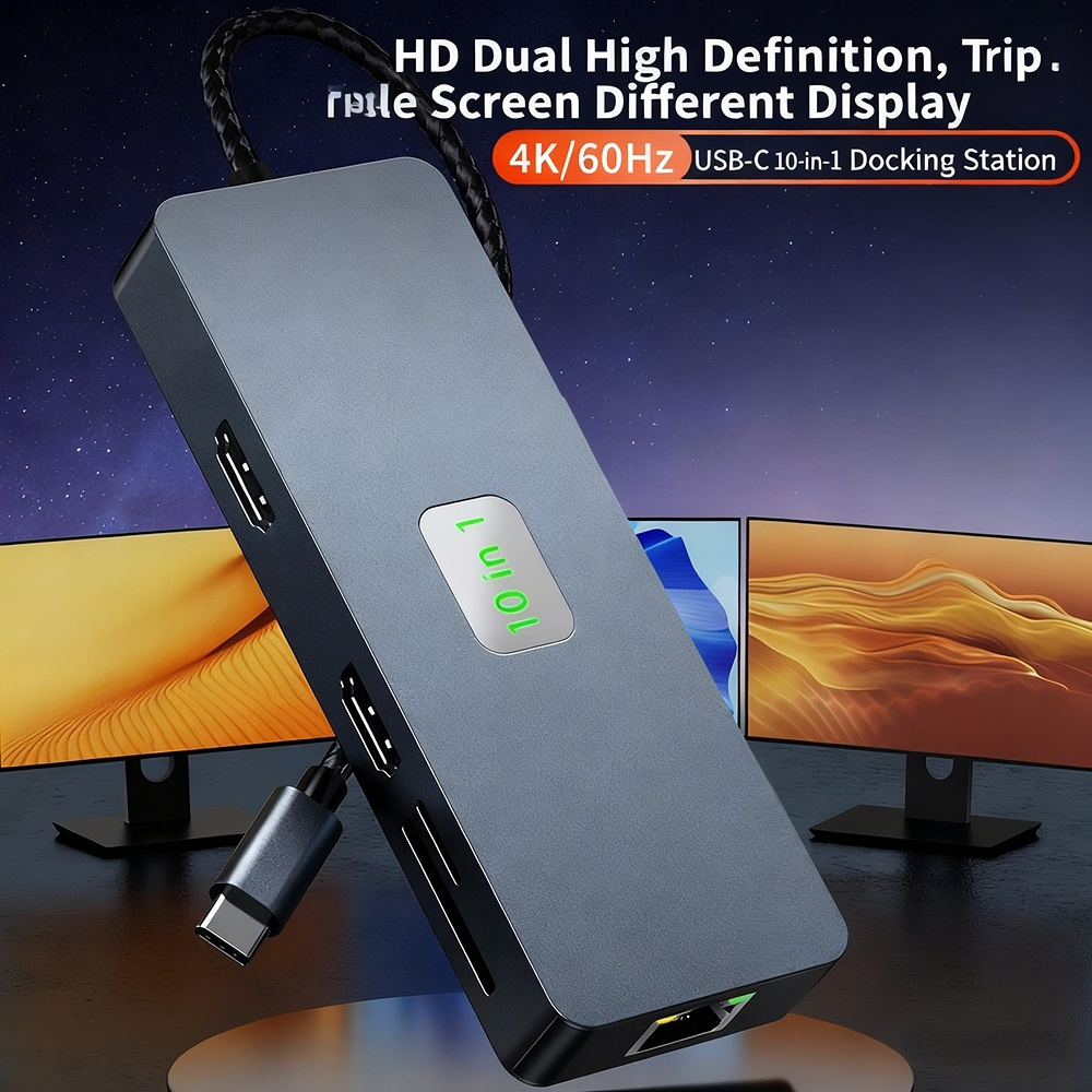 High-definition 4K 60Hz screen mirroring, 9-in-1 USB 3.0 Ethernet port, SD/TF card slot, 48-inch small Type-C docking station (Editor/Seller)