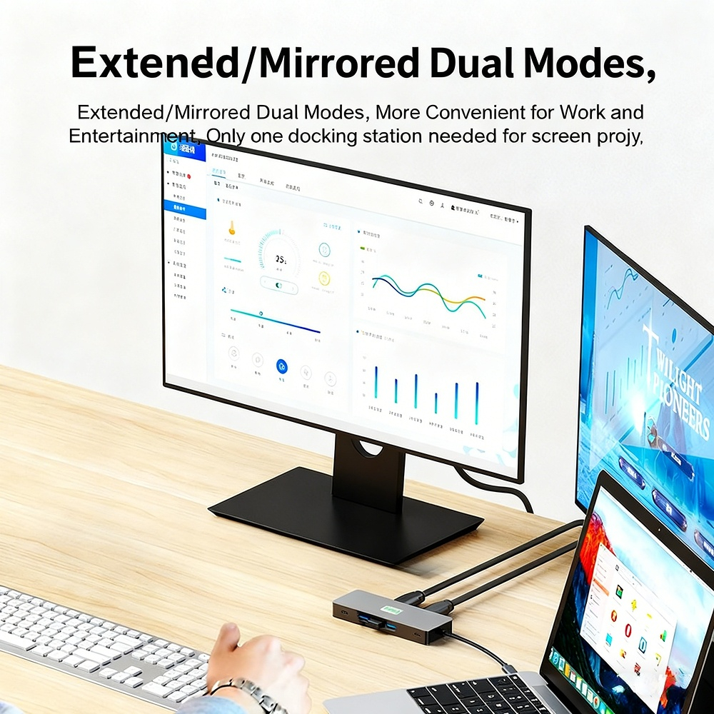 High-definition 4K 60Hz screen mirroring, 9-in-1 USB 3.0 Ethernet port, SD/TF card slot, 48-inch small Type-C docking station (Editor/Seller)
