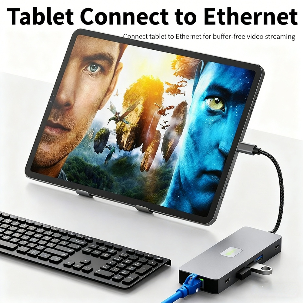 High-definition 4K 60Hz screen mirroring, 9-in-1 USB 3.0 Ethernet port, SD/TF card slot, 48-inch small Type-C docking station (Editor/Seller)