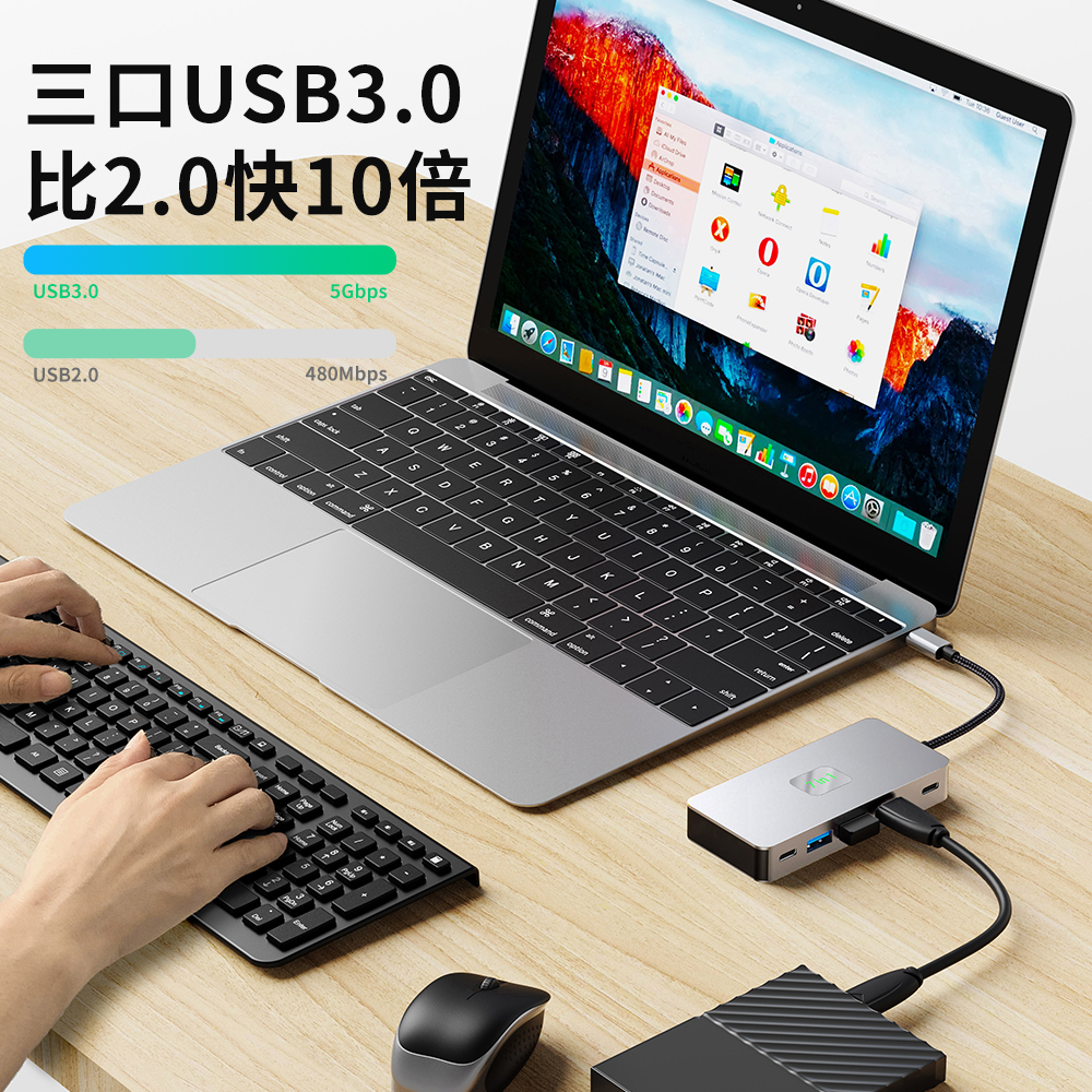 4K60h同屏9合一usb3.0 网口sd tf现货48小发type-c扩展坞 编