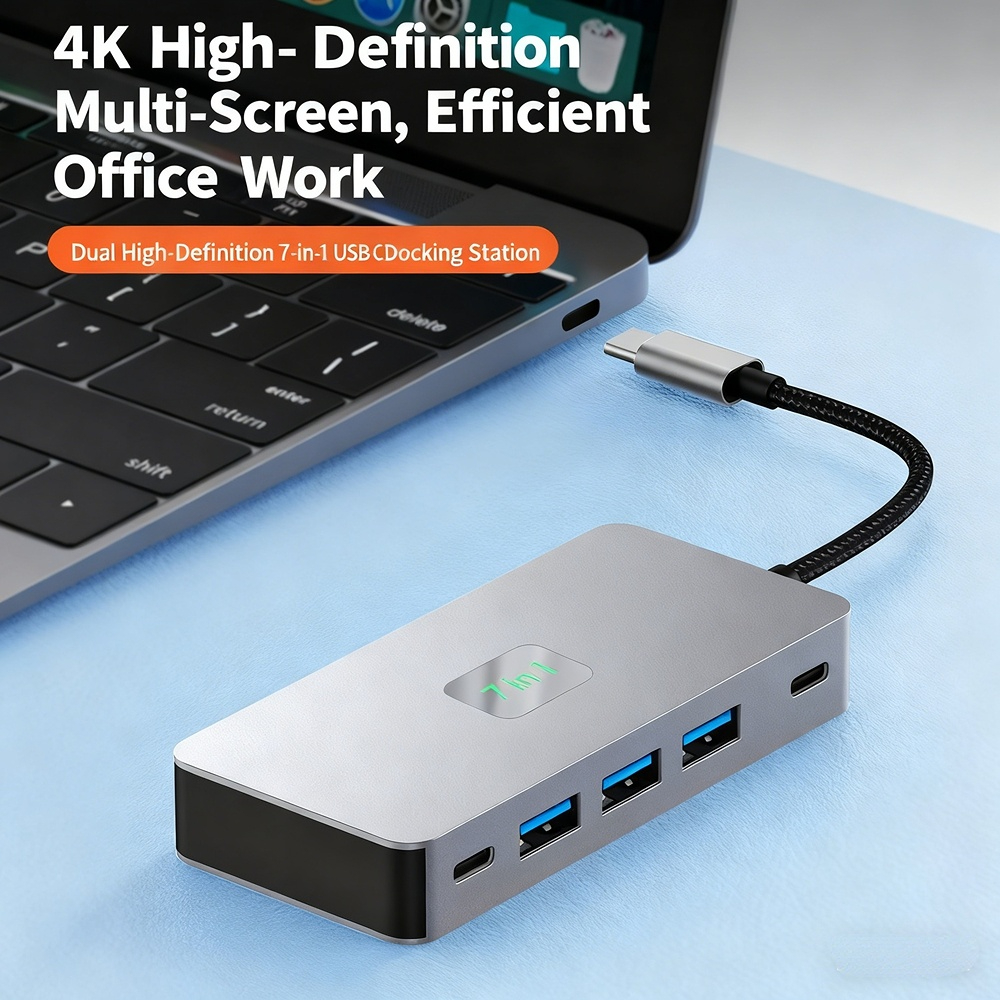 4K 60Hz screen mirroring, 9-in-1 USB 3.0 Ethernet port, SD card, TF card, in stock, small size, Type-C docking station.