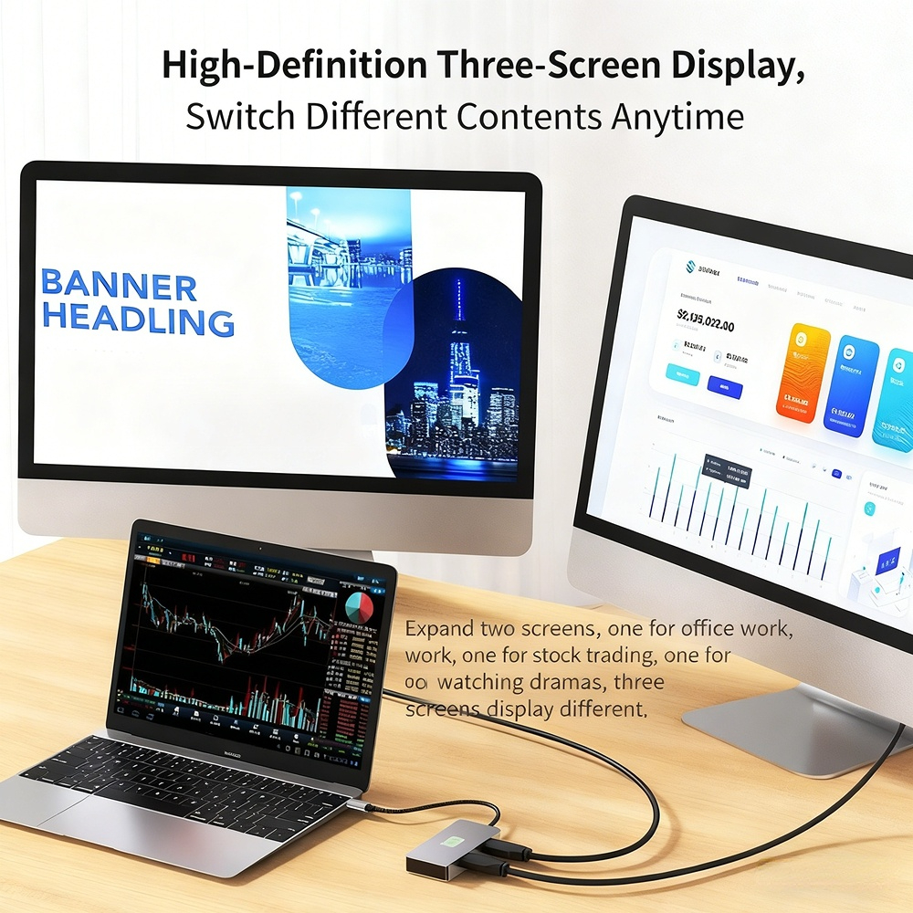 4K 60Hz screen mirroring, 9-in-1 USB 3.0 Ethernet port, SD card, TF card, in stock, small size, Type-C docking station.