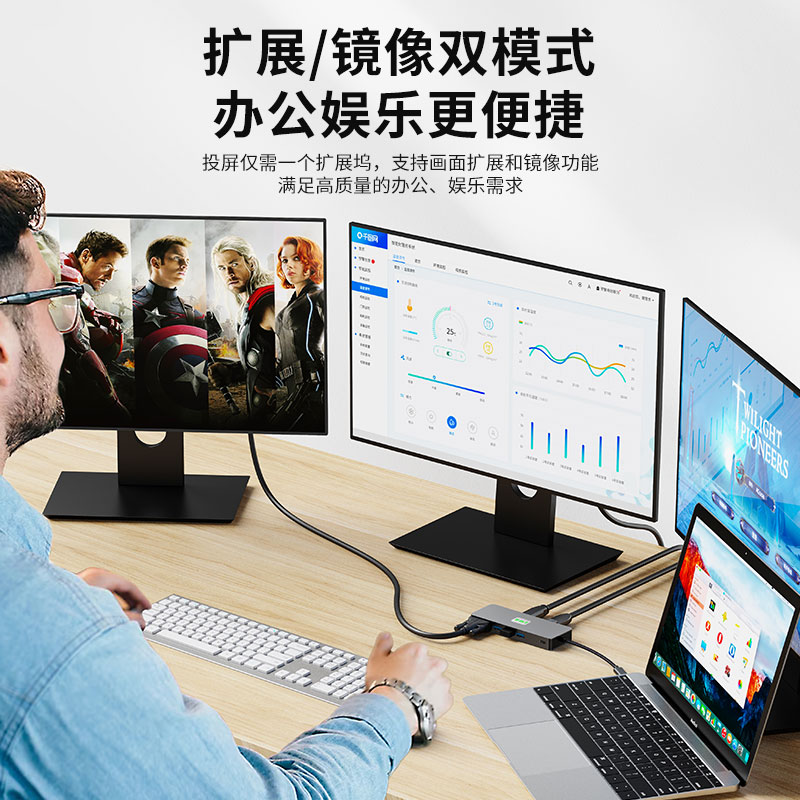 高清4K60h同屏9合一usb3.0 网口sd tf现货48小发type-c扩展坞 