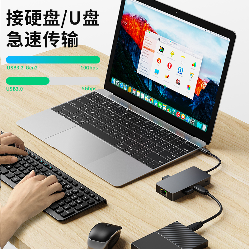 高清4K60h同屏9合一usb3.0 网口sd tf现货48小发type-c扩展坞