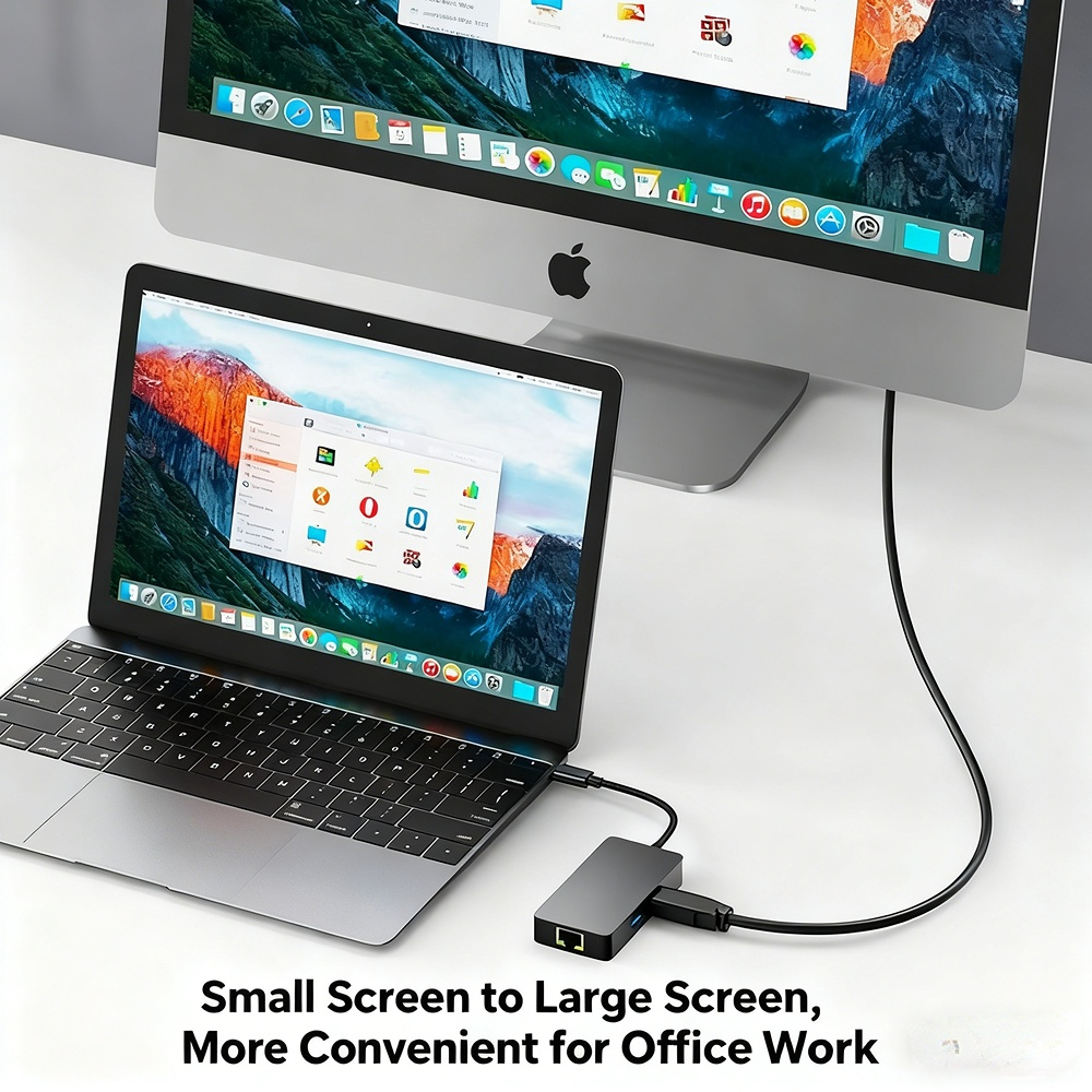 High-definition 4K 60Hz screen mirroring, 9-in-1 USB 3.0 Ethernet port, SD/TF card slot, 48-inch small size, Type-C expansion dock.