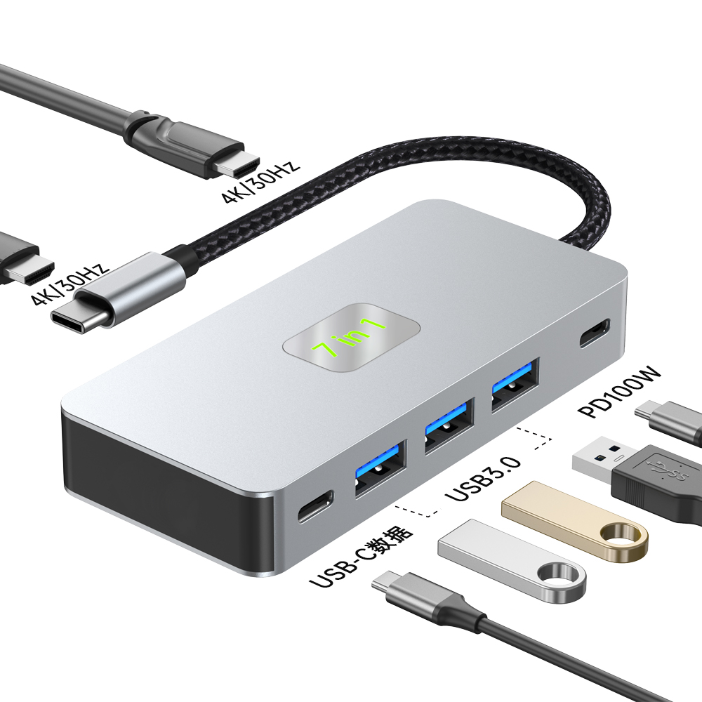 4K 60Hz screen mirroring, 9-in-1 USB 3.0 Ethernet port, SD card, TF card, in stock, small size, Type-C docking station.