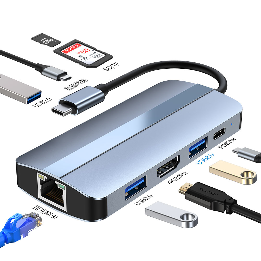 Hot-selling new product: 9-in-1 USB 3.0 hub, gigabit network card, Type-C expansion dock