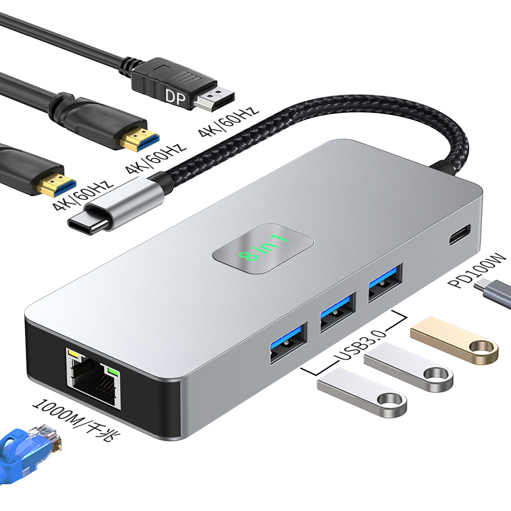 High-definition 4K 60Hz screen mirroring, 9-in-1 USB 3.0 Ethernet port, SD/TF card slot, 48-inch small size, Type-C expansion dock.